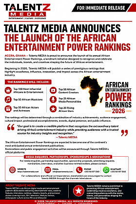 Talentz MEDIA Announces the Launch of the African Entertainment Power Rankings