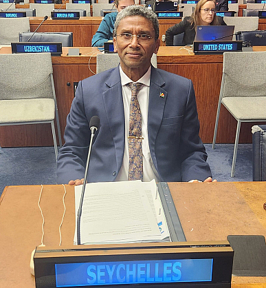 Seychelles: Minister Barry Faure addresses the High-Level Meeting on Sea Level Rise at the United Nations